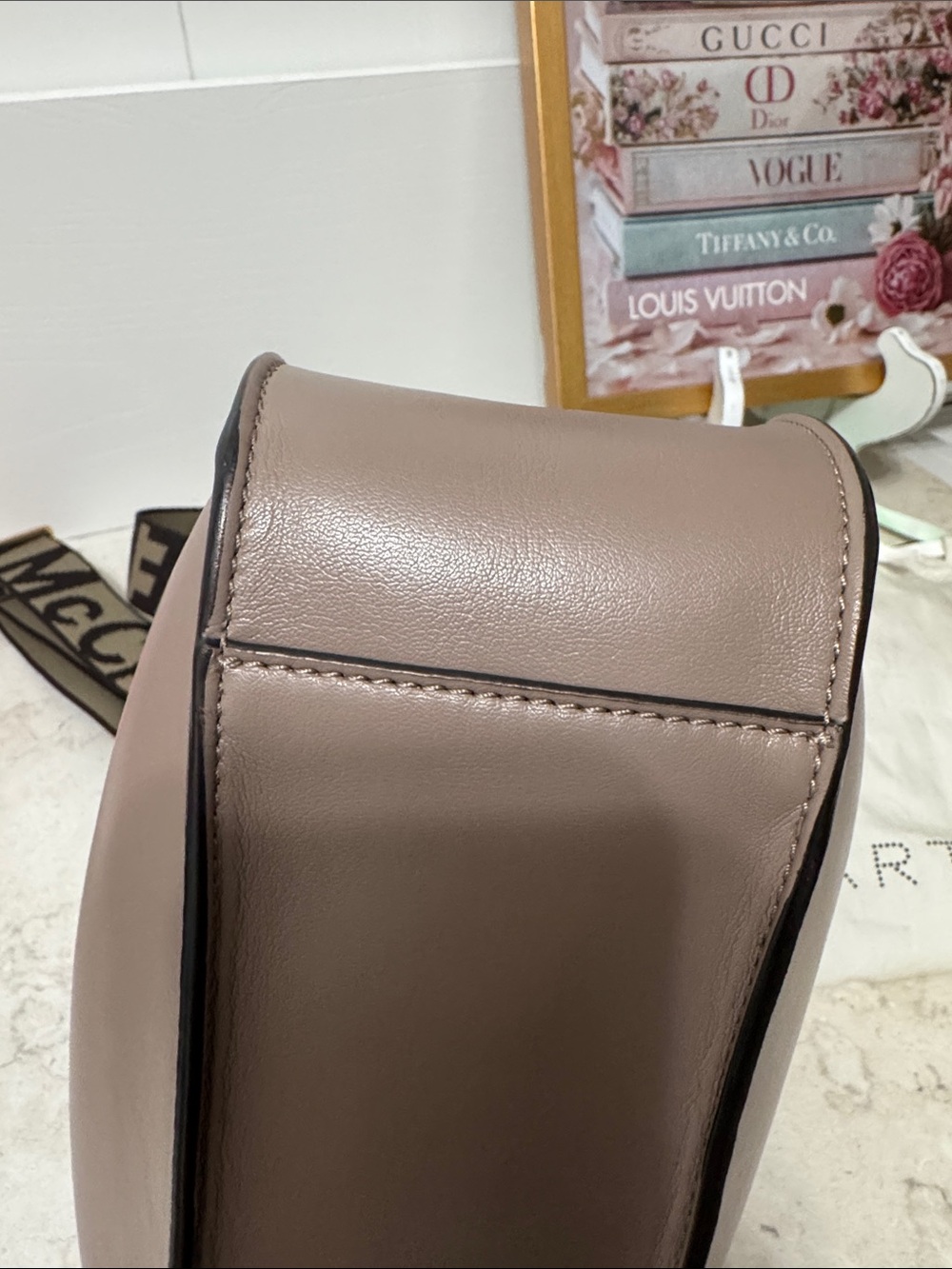 Stella McCartney Taupe Vegan Leather Tote with Branded guitars crossbody Strap - Picture 7 of 8